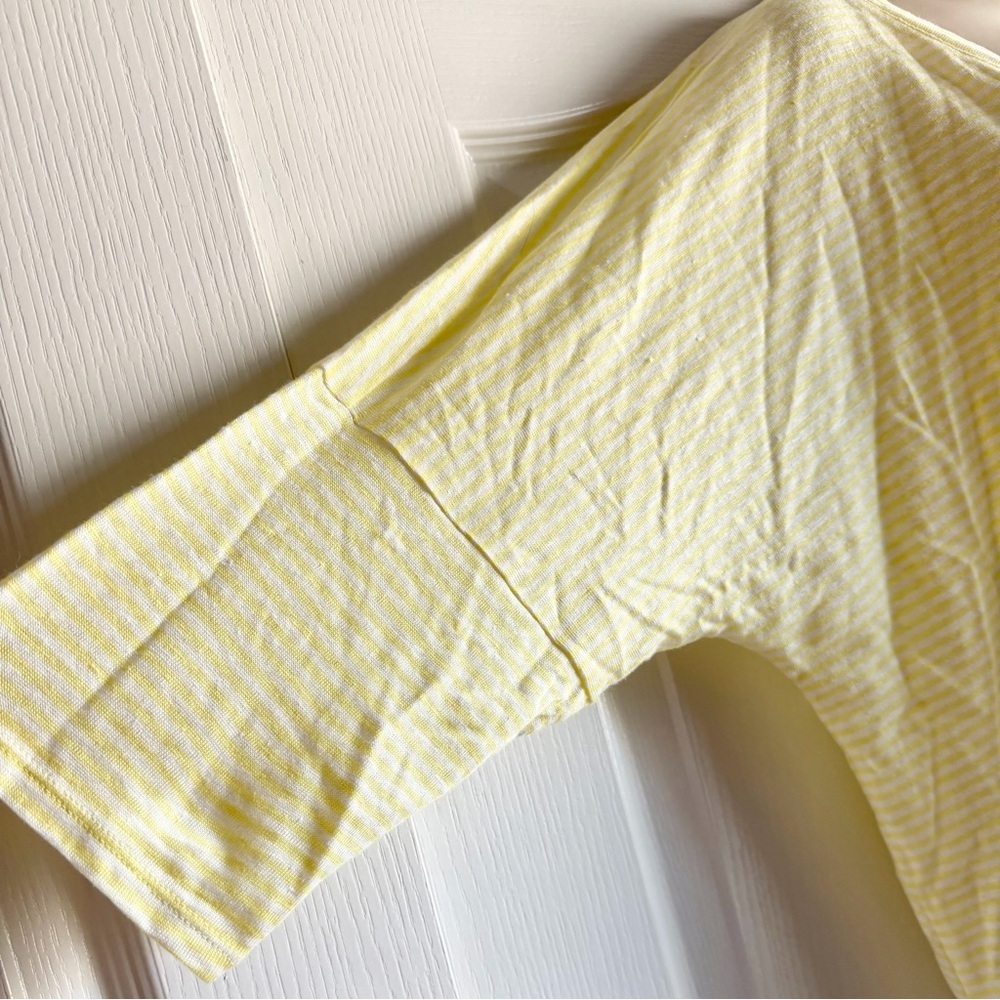 Chico’s Linen Stripe Drop Shoulder 3/4 Sleeve Top 3 - Picture 5 of 9